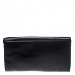 Pre Owned Diane Von Furstenberg Black Leather Carolina Lips Clutch