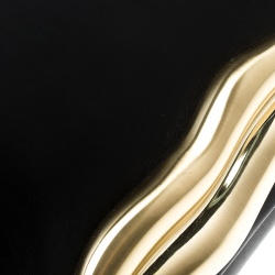 Pre Owned Diane Von Furstenberg Black Leather Carolina Lips Clutch