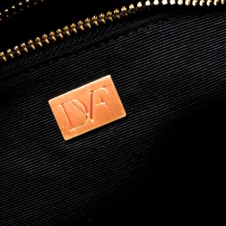 Pre Owned Diane Von Furstenberg Black Leather Carolina Lips Clutch