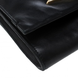 Pre Owned Diane Von Furstenberg Black Leather Carolina Lips Clutch