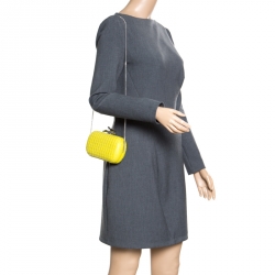 Pre Owned Diane Von Furstenberg Yellow Quilted Leather Lytton Minaudiere Clutch