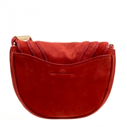 Pre Owned Diane Von Furstenberg Red Nubuck Leather Bullseye Crossbody Bag
