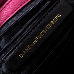 Pre Owned Diane Von Furstenberg Cerise Satin Mini Love Power Drawstring Bucket Bag