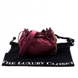 Pre Owned Diane Von Furstenberg Cerise Satin Mini Love Power Drawstring Bucket Bag