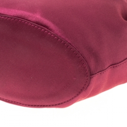 Pre Owned Diane Von Furstenberg Cerise Satin Mini Love Power Drawstring Bucket Bag