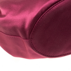 Pre Owned Diane Von Furstenberg Cerise Satin Mini Love Power Drawstring Bucket Bag