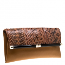 Pre Owned Diane Von Furstenberg Python and Leather 440 Envelope Clutch