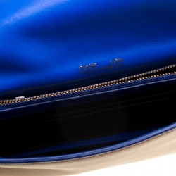 Pre Owned Diane Von Furstenberg Blue/Brown Leather Uptown Clutch