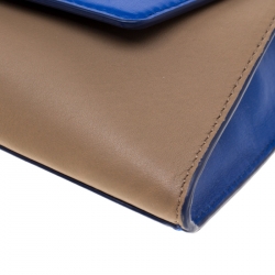 Pre Owned Diane Von Furstenberg Blue/Brown Leather Uptown Clutch