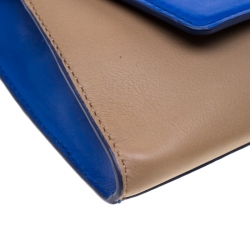 Pre Owned Diane Von Furstenberg Blue/Brown Leather Uptown Clutch