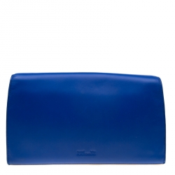 Pre Owned Diane Von Furstenberg Blue/Brown Leather Uptown Clutch