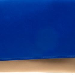 Pre Owned Diane Von Furstenberg Blue/Brown Leather Uptown Clutch