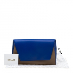 Pre Owned Diane Von Furstenberg Blue/Brown Leather Uptown Clutch