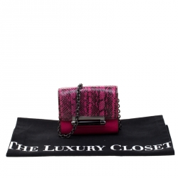 Pre Owned Diane von Furstenberg Pink Leather and Python Mini Highline Micro Crossbody Bag
