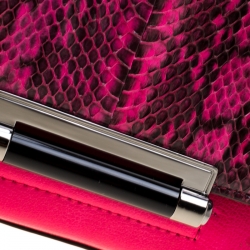 Pre Owned Diane von Furstenberg Pink Leather and Python Mini Highline Micro Crossbody Bag