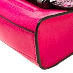 Pre Owned Diane von Furstenberg Pink Leather and Python Mini Highline Micro Crossbody Bag