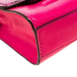 Pre Owned Diane von Furstenberg Pink Leather and Python Mini Highline Micro Crossbody Bag