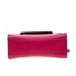 Pre Owned Diane von Furstenberg Pink Leather and Python Mini Highline Micro Crossbody Bag