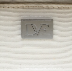 Diane Von Furstenberg White/Brown Sequined Print Tonda Clutch 