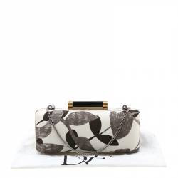 Diane Von Furstenberg White/Brown Sequined Print Tonda Clutch 
