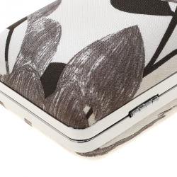 Diane Von Furstenberg White/Brown Sequined Print Tonda Clutch 