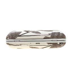 Diane Von Furstenberg White/Brown Sequined Print Tonda Clutch 