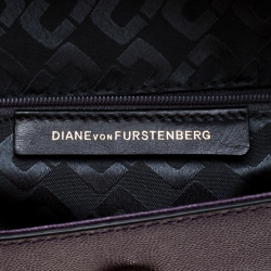 Pre Owned Diane Von Furstenberg Purple Leather 440 Envelope Clutch