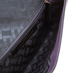 Pre Owned Diane Von Furstenberg Purple Leather 440 Envelope Clutch