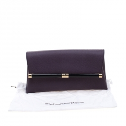 Pre Owned Diane Von Furstenberg Purple Leather 440 Envelope Clutch