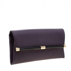 Pre Owned Diane Von Furstenberg Purple Leather 440 Envelope Clutch