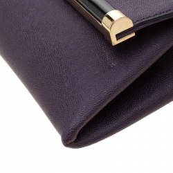 Pre Owned Diane Von Furstenberg Purple Leather 440 Envelope Clutch