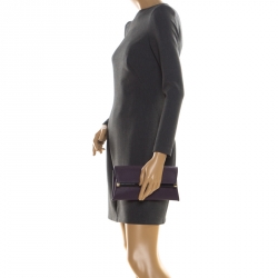 Pre Owned Diane Von Furstenberg Purple Leather 440 Envelope Clutch