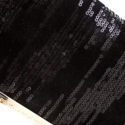 Diane Von Furstenberg Black Sequins Embellished Suede and Leather Soiree Chain Bag