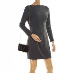 Diane Von Furstenberg Black Sequins Embellished Suede and Leather Soiree Chain Bag