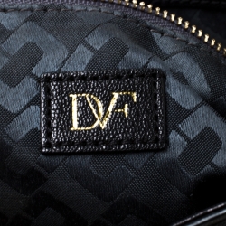 Pre Owned Diane Von Furstenberg Black Studded Leather Faceted Top Handle Bag