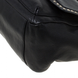 Pre Owned Diane Von Furstenberg Black Studded Leather Faceted Top Handle Bag