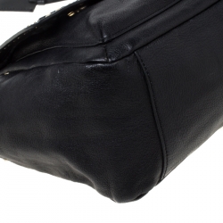 Pre Owned Diane Von Furstenberg Black Studded Leather Faceted Top Handle Bag