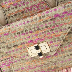 Pre Owned Diane Von Furstenberg Multicolor Tweed and Leather Secret Agent Tote             