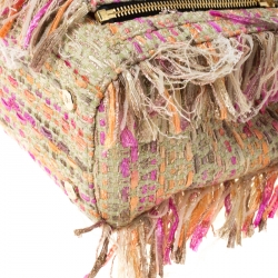 Pre Owned Diane Von Furstenberg Multicolor Tweed and Leather Secret Agent Tote             