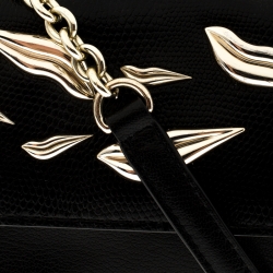 Pre Owned Diane Von Furstenberg Black Leather Mini Flirty Lips Crossbody Bag