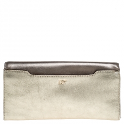 Pre Owned Diane Von Furstenberg Metallic Multicolor Leather Clutch
