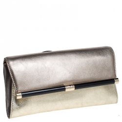 Pre Owned Diane Von Furstenberg Metallic Multicolor Leather Clutch