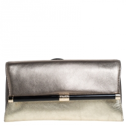 Pre Owned Diane Von Furstenberg Metallic Multicolor Leather Clutch