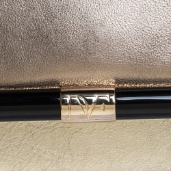 Pre Owned Diane Von Furstenberg Metallic Multicolor Leather Clutch