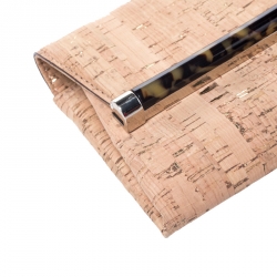 Diane Von Furstenberg Beige Cork Fabric Envelope Clutch