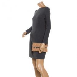 Diane Von Furstenberg Beige Cork Fabric Envelope Clutch