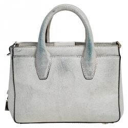 Pre Owned Diane Von Furstenberg Cream Shimmer Lizard Mini Secret Agent Tote