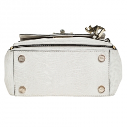 Pre Owned Diane Von Furstenberg Cream Shimmer Lizard Mini Secret Agent Tote