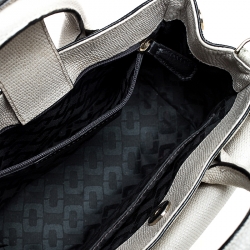 Pre Owned Diane Von Furstenberg Cream Shimmer Lizard Mini Secret Agent Tote