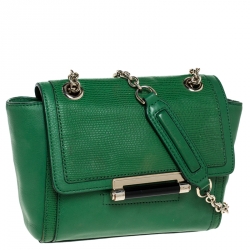 Pre Owned Diane Von Furstenberg Green Lizard Effect Leather Mini 440 Shoulder Bag